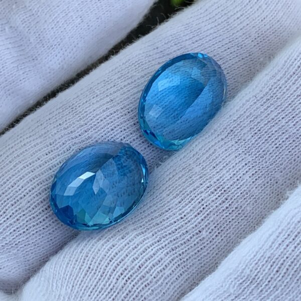 Sky Blue Topaz Pair – Oval Cut Natural Gemstones, Brilliant Faceted Stones for Jewelry Making - Image 3