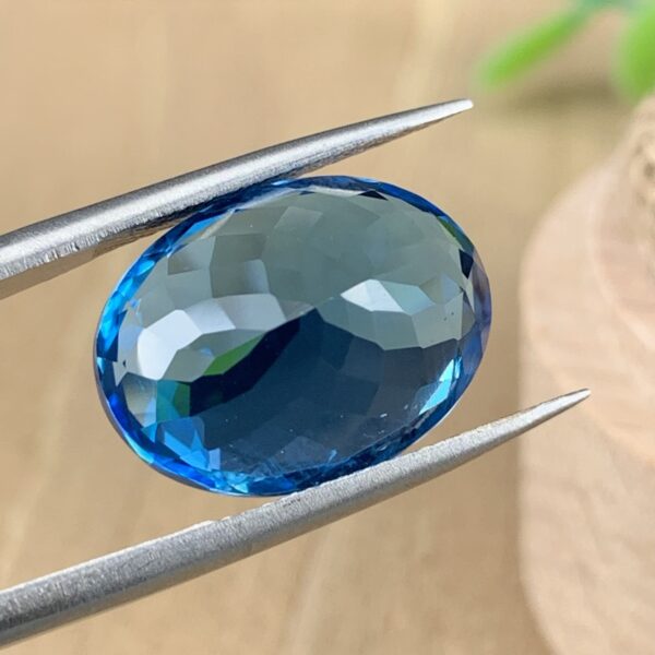 Topaz ring stone, Faceted Oval sky blue 13.06 Cts, Eye Clean Unique Cut, Top quality flawless Gem - Image 2