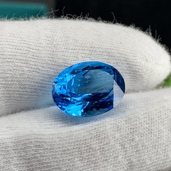 Topaz ring stone, Faceted Oval sky blue 13.06 Cts, Eye Clean Unique Cut, Top quality flawless Gem - Image 5
