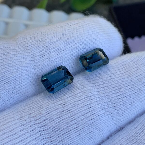 Topaz Blue Natural Gemstone Cushion Cut, Beautiful blue Pair for Earring Setting, 5.58 Carats Eye Clean 9mm by 6mm and 5mm - Image 4