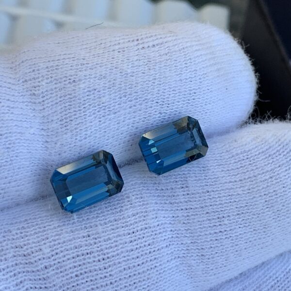Topaz Blue Natural Gemstone Cushion Cut, Beautiful blue Pair for Earring Setting, 5.58 Carats Eye Clean 9mm by 6mm and 5mm - Image 5