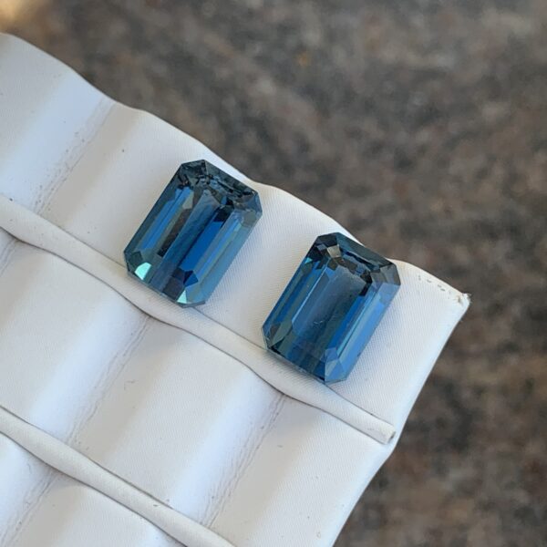 Topaz Blue Natural Gemstone Cushion Cut, Beautiful blue Pair for Earring Setting, 5.58 Carats Eye Clean 9mm by 6mm and 5mm